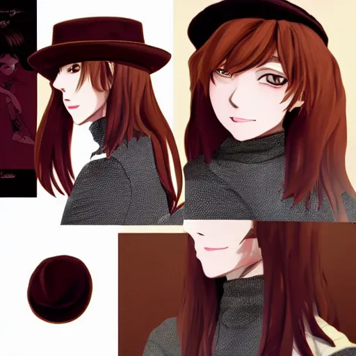 Image similar to Rindou Radical Dream art; girl with short brown hairm, wearing a beret; white shirt ; Rindou Radical Dream art