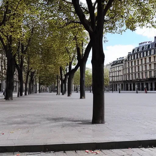 Image similar to an empty place de la contrescarpe in paris in the year 2 0 2 0