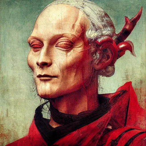 Leonardo Davinci potrait of a demon with black and red | Stable ...