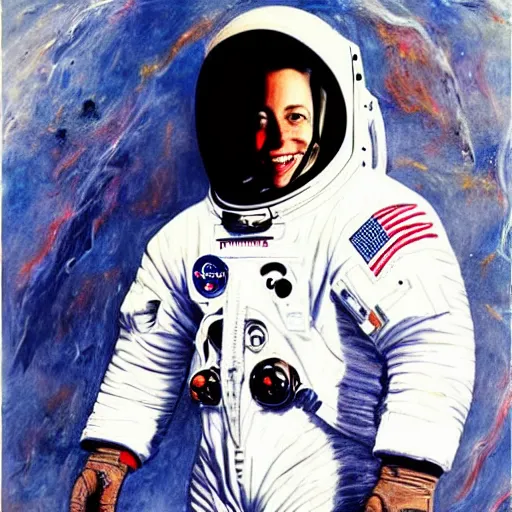 Prompt: a portrait of elon musk as an astronaut, by alan bean