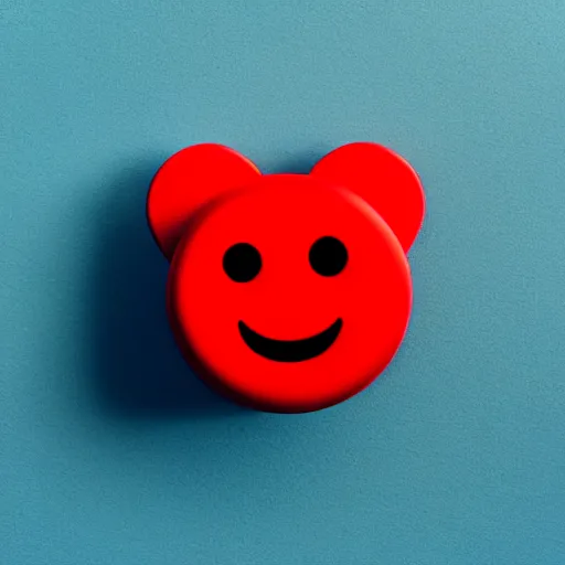 Image similar to Very tiny red alarm clock that looks like the iOS emoji and has the same colors, 3D clay render, 4k UHD, white background, isometric top down left view, diffuse lighting, zoomed out very far