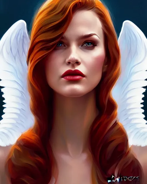 Prompt: three qurter view of a powerful pretty woman with wings, digital painting, artstation, concept art, smooth, sharp focus, illustration, disney, symmetry face, fine details. art by alex ross, brittney lee