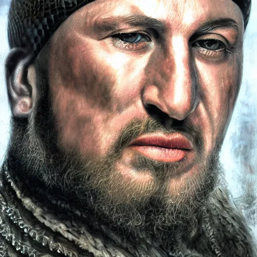 Image similar to portrait of ramzan kadyrov, photo - realistic, color image, 2 k, highly detailed, by h. r. giger