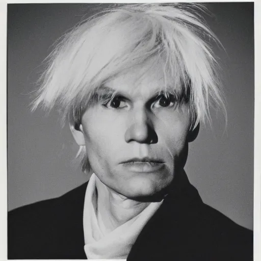Prompt: a photo of andy warhol as a ghost