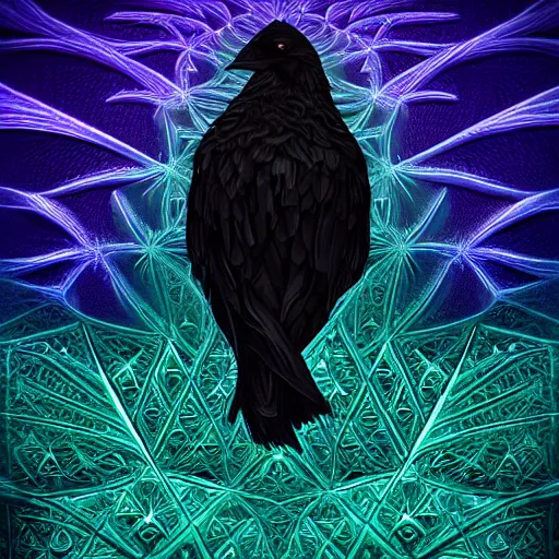 Prompt: raven made of fractals