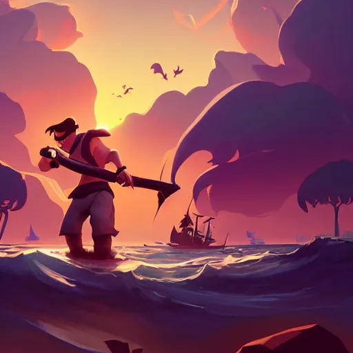 Image similar to painting treasure on sea of thieves game smooth median photoshop filter cutout vector, behance hd by jesper ejsing, by rhads, makoto shinkai and lois van baarle, ilya kuvshinov, rossdraws global illumination