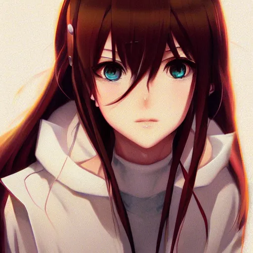 Image similar to detailed anime portrait art of kurisu makise, art by ross tran ilya kuvshinov krenz cushart, detailed, intricate