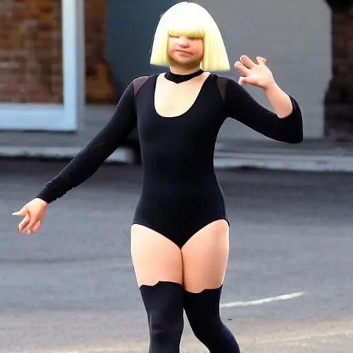 Prompt: Sia furler in a leotard