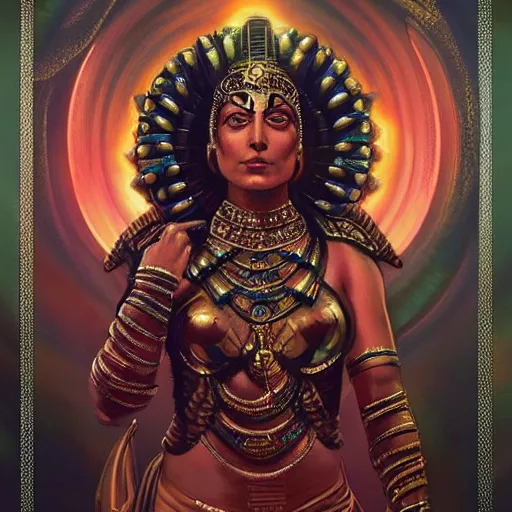 Prompt: nargis dutt as sci fi india aztec goddess, cinematic, complex, highly atmospheric lighting, trending on artstation, golden ratio, rule of thirds, highly detailed, ornate, claudio bravo, alex grey, greg rutkowski, in the style of marvel comics, artgerm, frank bairstow, james cameron, ridley scott