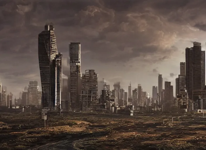 Prompt: dystopian australia, cinematic matte painting