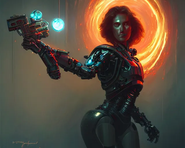 Image similar to terminator cyborg, photography of kurzgesagt, deep focus, d & d, fantasy, intricate, elegant, highly detailed, digital painting, artstation, concept art, matte, sharp focus, illustration, hearthstone, art by artgerm and greg rutkowski and alphonse mucha