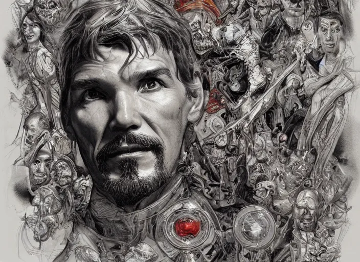 Image similar to a highly detailed anatomical portrait of stephen strange, james gurney, james jean