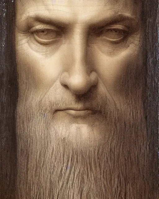 Image similar to matte painting portrait shot, leonardo da vinci large oil painting of cary grant, detailed and intricate by jean delville, marco mazzoni, symbolist, visionary, gothic, pre - raphaelite