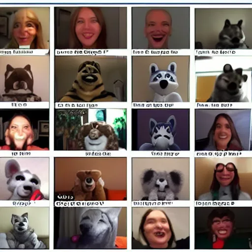 Image similar to furries in a zoom call