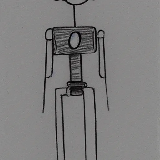 Image similar to skinny robot stick figure character concept art, pencil drawing