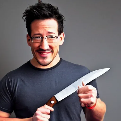 Image similar to markiplier with a knife