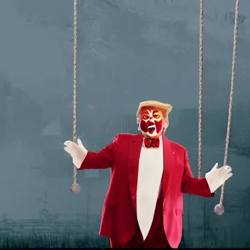 Image similar to donald trump as a clown being hanged for treason, 4 k, cinematic, hyperrealism,