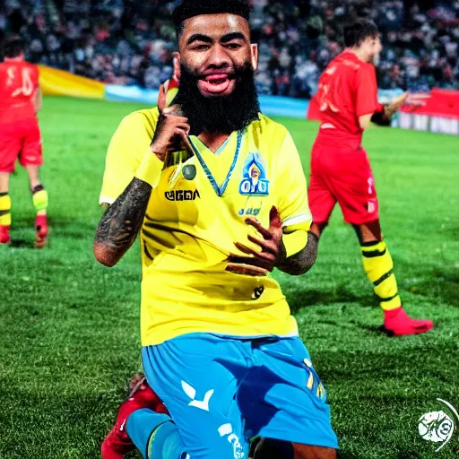 Prompt: a mix between Gabigol and a muppt