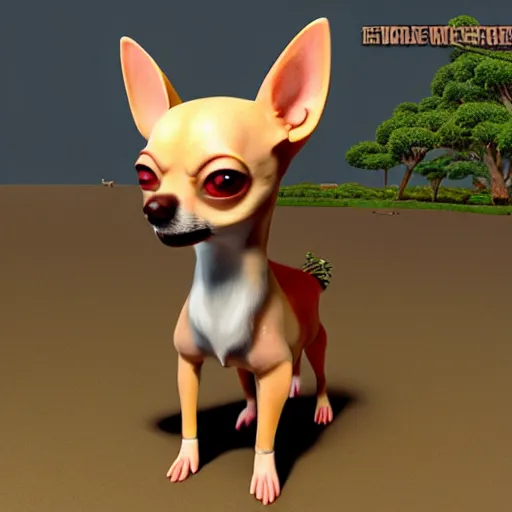 Image similar to antropomorphic!!!!!!!!!!!! chihuahua man living in an extradimensional reality where it is a god, in the style of wlop, illustration, epic, fantasy, hyper detailed, smooth, unreal engine, sharp focus, ray tracing, physically based rendering, renderman, beautiful