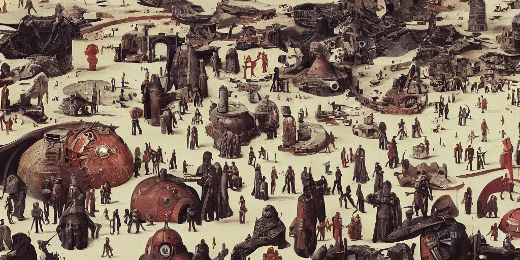 Image similar to a scene from Star Wars, detailed illustration, character design, intricate, by Wes Anderson, hieronymus bosch and Moebius