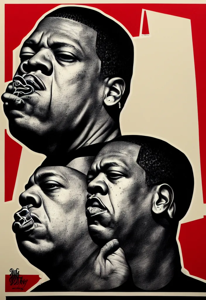 Image similar to Sideview Portrait of jay z by Shepard Fairey