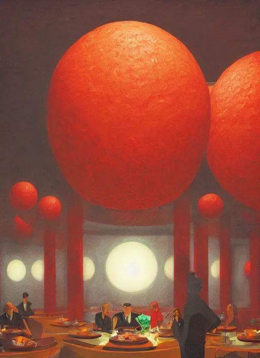 Image similar to spherical lava people at restaurant Edward Hopper and James Gilleard, Zdzislaw Beksinski highly detailed