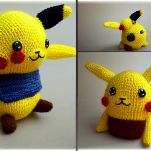 Image similar to a knitted Pikachu