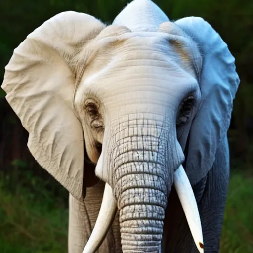 Prompt: photo of a perfect albino african elephant with white skin and covered entirely in dense freckles