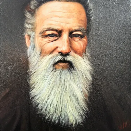 Prompt: detailed portrait painting of older gentleman with a beard
