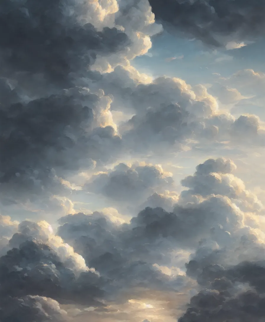 Prompt: hyper realistic clouds, illustrated by greg rutkowski, beautiful volumetric lighting, intricate, ultra detailed, photorealistic, trending on artstation, octane render, 8 k