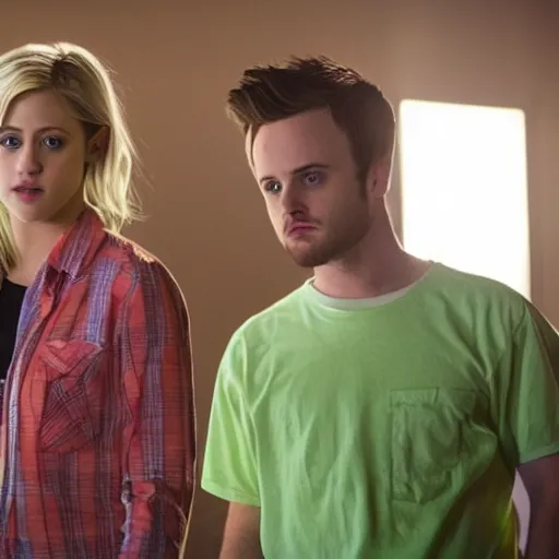 Prompt: lili reinhart as betty cooper with jesse pinkman, still from breaking bad