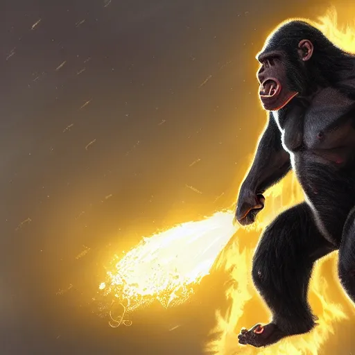 Image similar to fury art, an anthro ape wearing a large cape, exploding background, 3 d, 8 k, extremely detailed, trending on furaffinity, trending on artstation, award winning, sharp focus, illustration