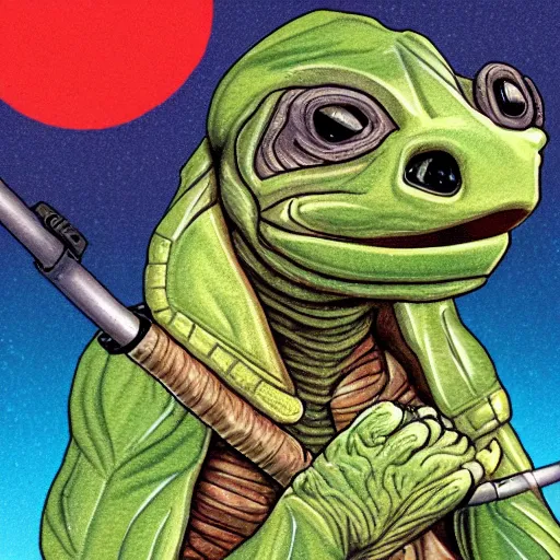 Image similar to Anthromorphic Warrior Turtle smoking a blunt