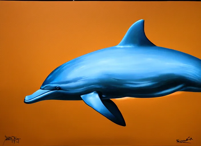 Image similar to a hyperrealistic painting of a bottlenose dolphin