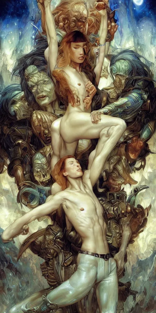 Prompt: epic masterpiece the meaning of life, by Edgar Maxence and Ross Tran and Michael Whelan, boris vallejo