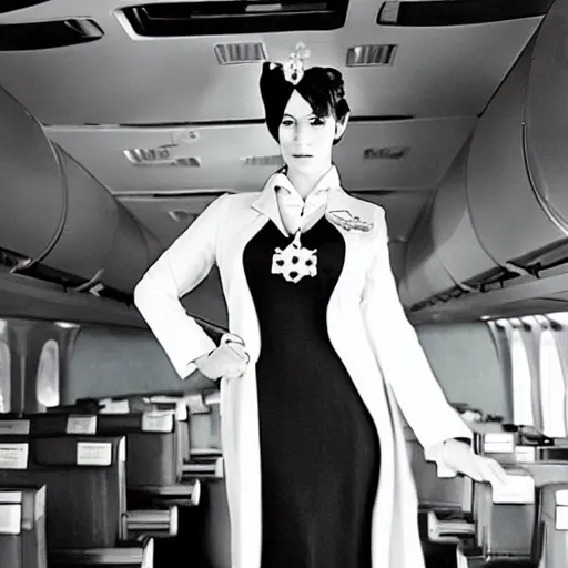 Prompt: arwen evenstar as an airline hostess