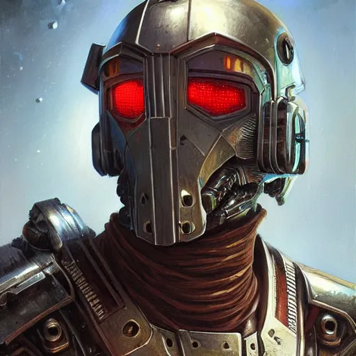 Image similar to the doomslayer as a realistic scifi cyberpunk knight, closeup portrait art by donato giancola and greg rutkowski, vintage retro scifi, realistic face, digital art, trending on artstation, symmetry!!!