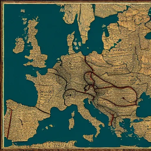 Image similar to an antique artistic cartography map of yugoslavia, by leonardo da vinci and gerard mercator. intricate, hd, 4 k, realism, hyperrealistic painting, art of illusion, cryengine, finalrender, unreal engine