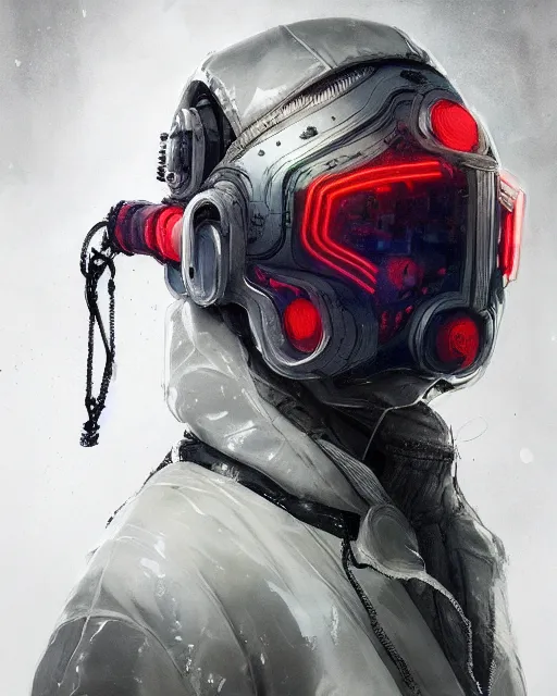 Prompt: detailed portrait ghost, cyberpunk futuristic neon, reflective puffy coat, decorated with traditional japanese ornaments by ismail inceoglu dragan bibin hans thoma greg rutkowski alexandros pyromallis nekro rene maritte illustrated, perfect face, fine details, realistic shaded, fine - face, pretty face