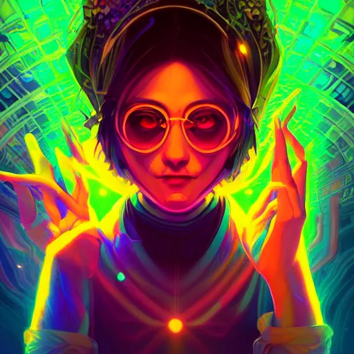 Image similar to skill magic geek inside matrix deepdream radiating a glowing aura stuff loot legends stylized digital illustration video game icon artstation lois van baarle, ilya kuvshinov, rossdraws,