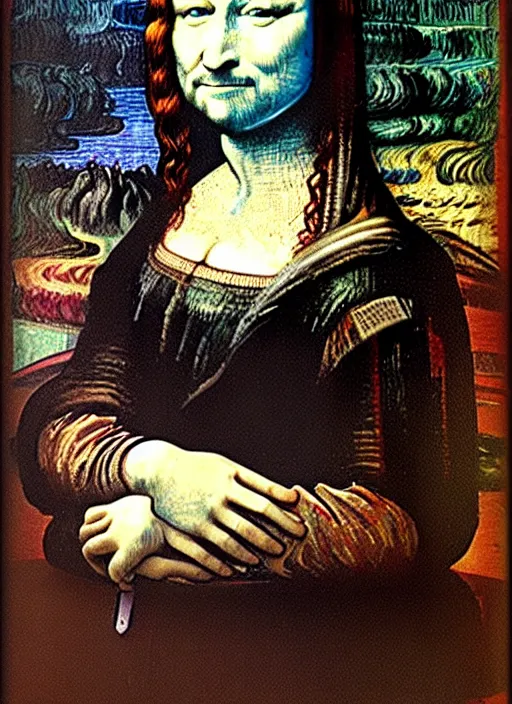 Image similar to monalisa painting in van gogh style art