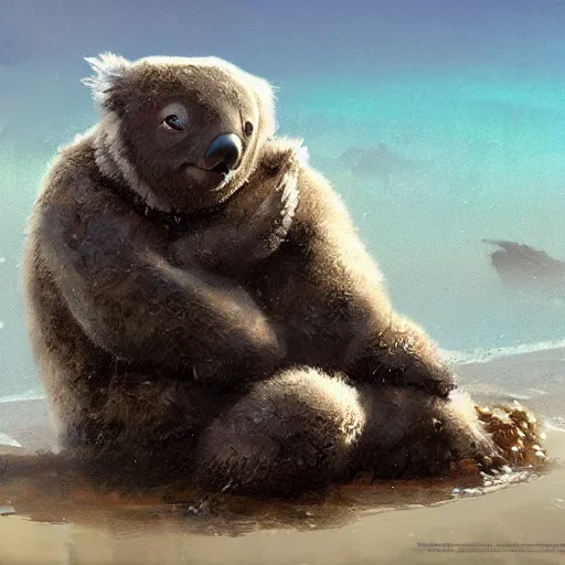 Prompt: sea koala digital art in the style of greg rutkowski and craig mullins, 4 k