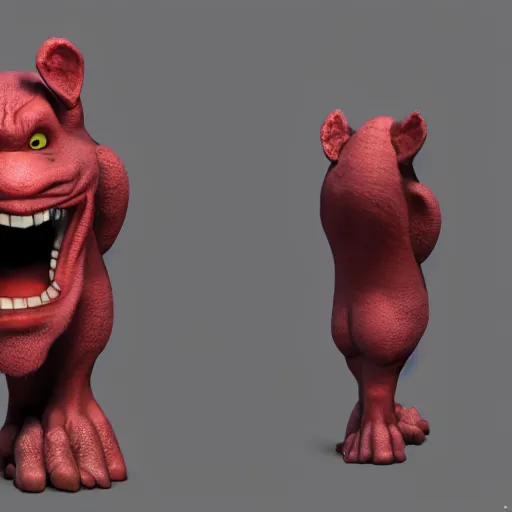 Prompt: portrait of funny red ogre, unreal engine render, volumetric light, high détail
