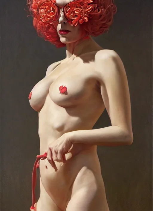 Image similar to highly detailed oil painting of rupert murdoch wearing a bikini | very intricate | cinematic lighting | award - winning | watermelon kimono fashion by alexander mcqueen | by roberto ferri, by tom bagshaw, by j. c. leyendecker and klimt, american romanticism, by austin osman spare, artstation, cgsociety, official art, octane