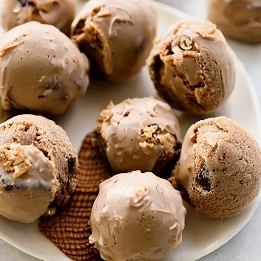 Prompt: peanut butter fudge cookie ice cream balls
