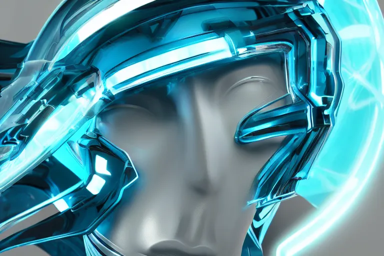 Image similar to futuristic fluid aquamarine helmet, intricate, glowing, eyecandy, colorful, 3 d, octane render
