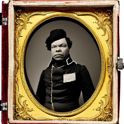 Prompt: A daguerreotype of Craig Charles dressed in 19th century military uniform, regal, refined, highly detailed