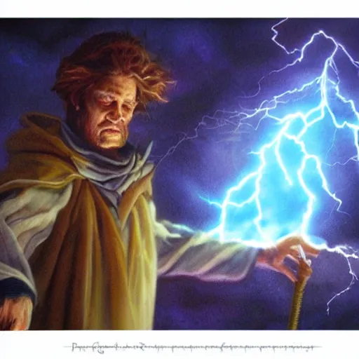 Prompt: Wizard casting a storm spell, photorealistic