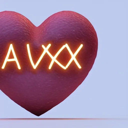 Image similar to a heart with the name alex written on it, cute, high detail, well lit, octane render, blender, particles,