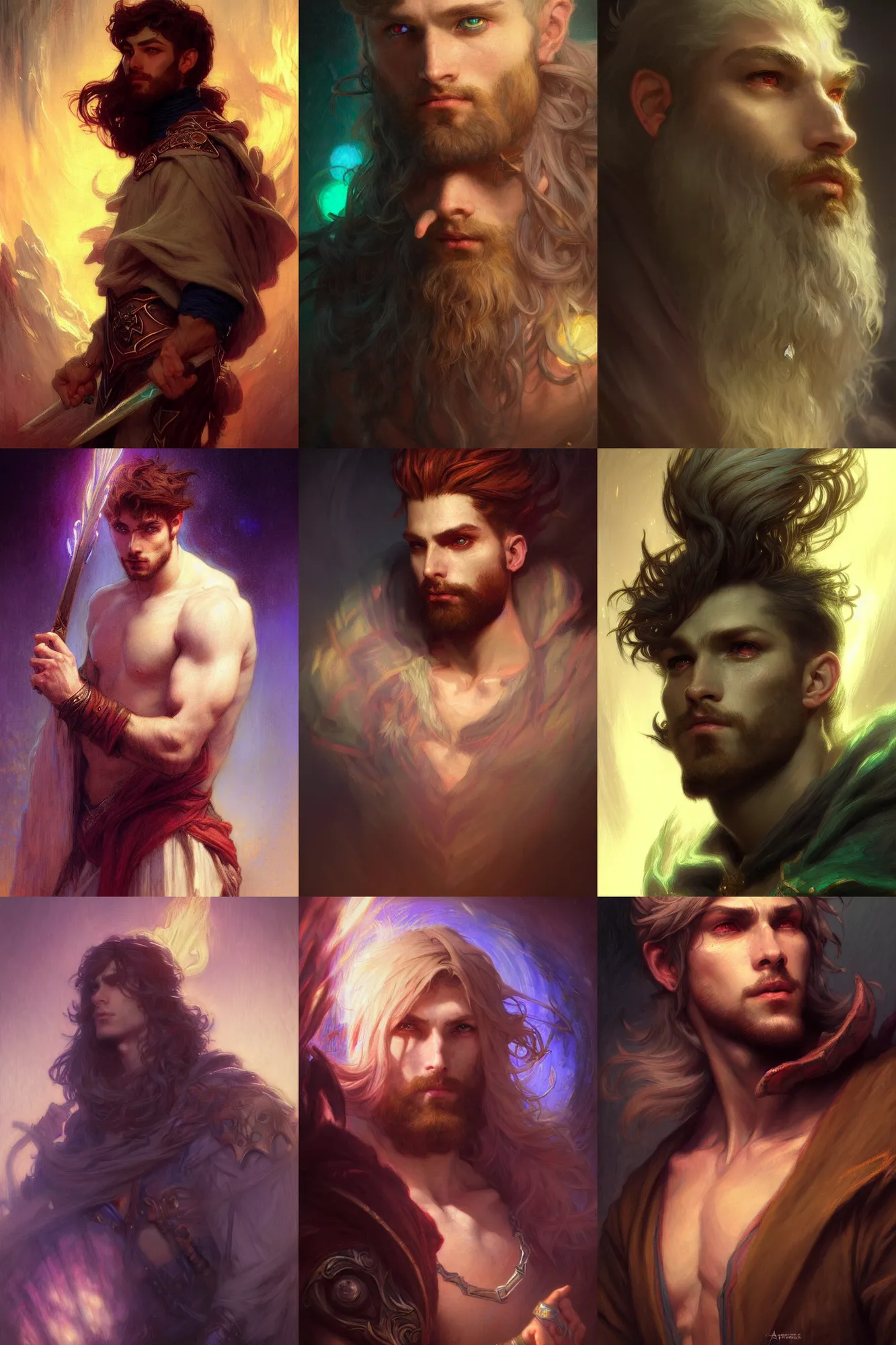 Prompt: realistic portrait beautiful concept art of a male wizard league of legend character, created by gaston bussiere and alexandre cabanel, high detailed, smooth draw, synthwave neon retro, intricate, soft light, soft mood, trending on artstation